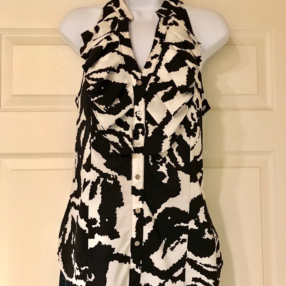 Express Ruffled Animal Print Tank Blouse